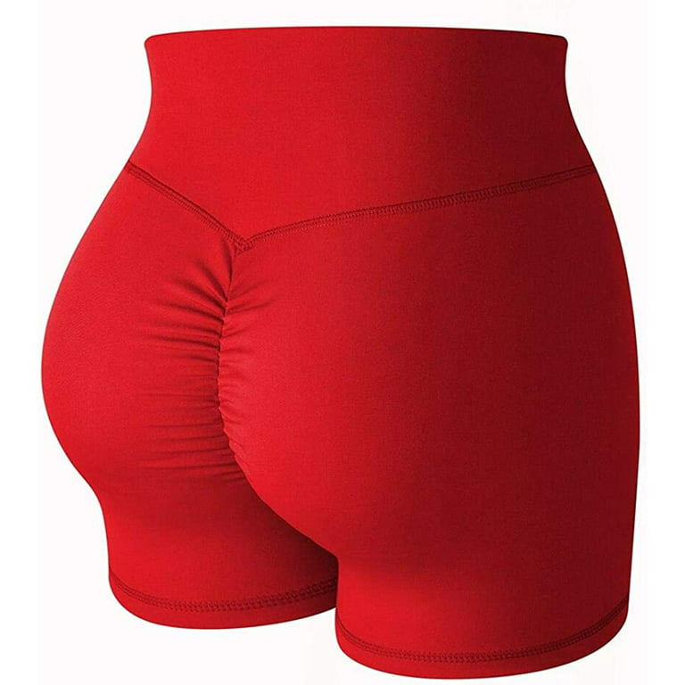 BZB Women's Cut Out Yoga Shorts Scrunch Booty Hot Pants High Waist Gym  Workout Active Butt Lifting Sports Leggings, W-red, S price in UAE,   UAE