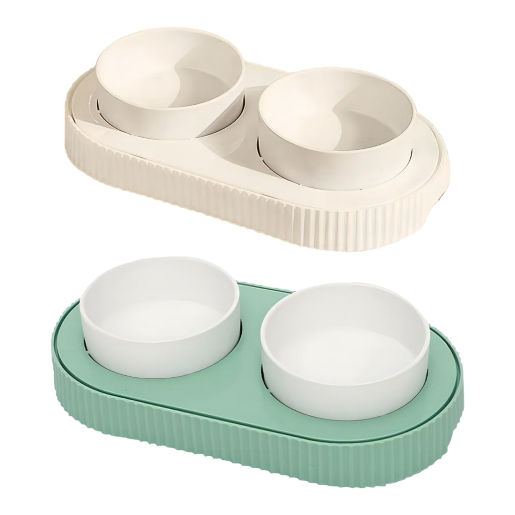 Double Ceramic Pet Bowl with USB Heating Keep Water and Food Warm and Dog Owners Cold Weather Pet Thermal Bowl