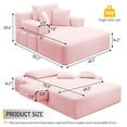 thumbnail image 3 of CARZZI LIFE 60 Inch Oversized Chaise Lounge Chair Indoor, Corduroy Boneless Chaise with Armrests & Backrest /2 Pockets /3 Pillows, Lounge Sofa Bed for Adults Living Room (Pink), 3 of 8