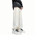 thumbnail image 4 of Dovford Men's Drawstring Elastic Waist Baggy Sweatpants Y2K Loose Wide Leg Long Pants with Pocket, 4 of 6