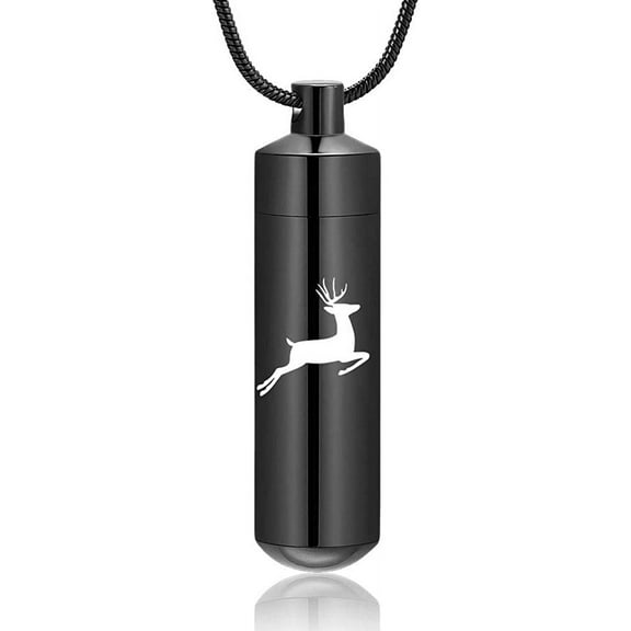 Deer Urn Necklace Cremation Jewelry for Ashes Pendant Urn Necklace Cylinder with Glass Vial Keepsake Ashes Memorial Jewelry for Women Men