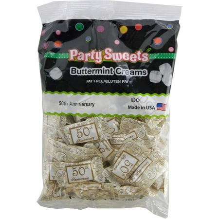 Birthday Buttermint Creams - Party Sweets 50th Anniversary Buttermint Creams Candy, 7 oz