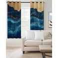 thumbnail image 2 of Navy Blue Blackout Curtains 63 Inches Long for Bedroom, Modern Abstract Luxury Golden Thermal Insulated Room Darkening Black Out Window Curtain Panels Grommet Drapes for Living Room, 2 of 8