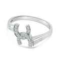 thumbnail image 3 of 10K White Gold Diamond Horseshoe Ring, 3 of 6