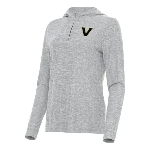 Women's Antigua  Heather Gray Vanderbilt Commodores Daybreak Quarter-Zip Hoodie