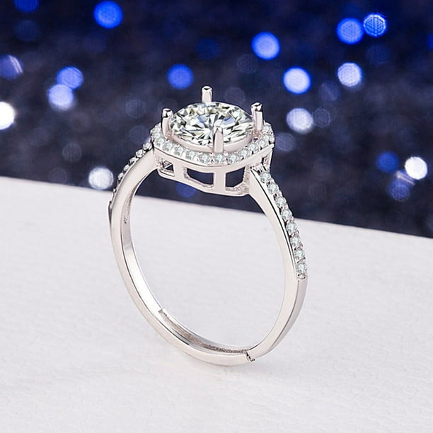 Silver925 Swarovski Diamond Ring Stone Cincin Women Adjustable