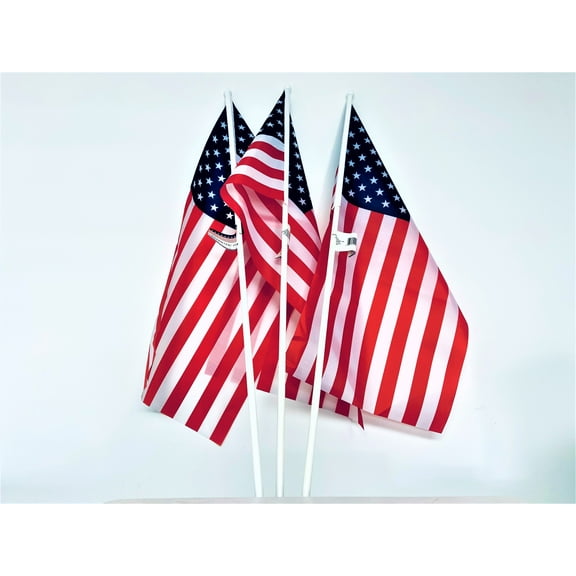 3 x American Flags 20.42 x 10.75 Inch/Medium US Flag Mini American Stick Flag American Hand Held Stick Flags July 4th Decoration, Veteran Party , Memorial day, Presidents' day