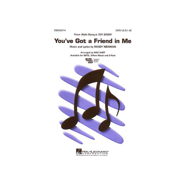 Hal Leonard You Ve Got A Friend In Me From Toy Story Showtrax Cd Arranged By Mac Huff Walmart Com Walmart Com