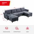 thumbnail image 2 of Puremind Sofa Modulaire avec Ottomane de Rangement, Canapé Sectionnel en U avec Accoudoirs Réglables pour Salon/appartement, Gris Foncé, 2 of 7