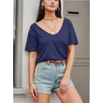 thumbnail image 3 of Women Large V-Neck Short Sleeve Bottoming Shirt, 3 of 6