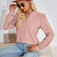 thumbnail image 6 of IROINNID Deals Women's Long Sleeve V-Neck Shirts Comfy Solid V-Neck Long Sleeve Loose T-shirt Top,Khaki, 6 of 6