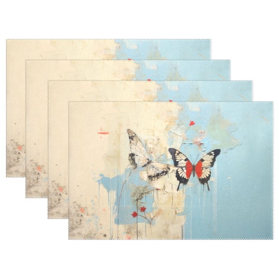 Butterflies Wall 12×18 inch Placemats Heat Resistant Washable Foldable Rectangular Placemats Set Decoration Indoor Outdoor for Kitchen Dining Table 1PC