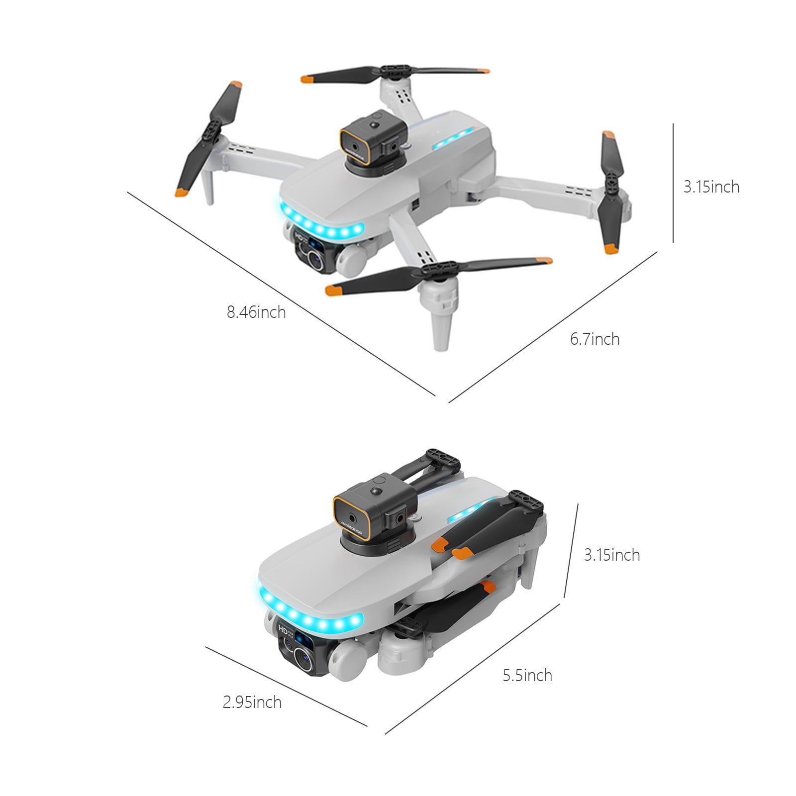 Drone with High-Definition Dual Camera, One Click Takeoff And Landing, 540°Intelligent Obstacle Avoidance Remote Control Toys Gifts for Adults
