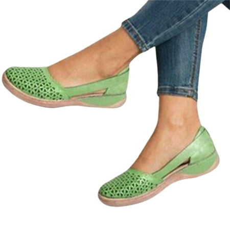 

Comfort Athletic Sneakers Hollow-Out Breathable for Walking Hiking 36 Green