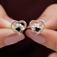 thumbnail image 4 of Rosec Jewels 1/4 CT Heart Shape Black Onyx and Diamond Paw Stud Earrings, 14K Rose Gold, 4 of 7