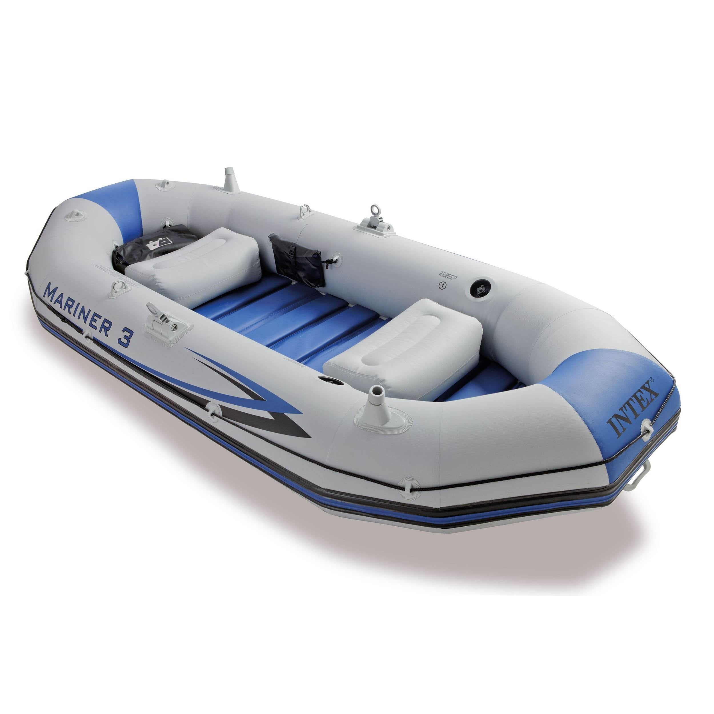 vis niveau Zeug Intex Mariner 3 Person Inflatable Dinghy Boat & Oars Set + Boat Motor Mount  Kit - Walmart.com