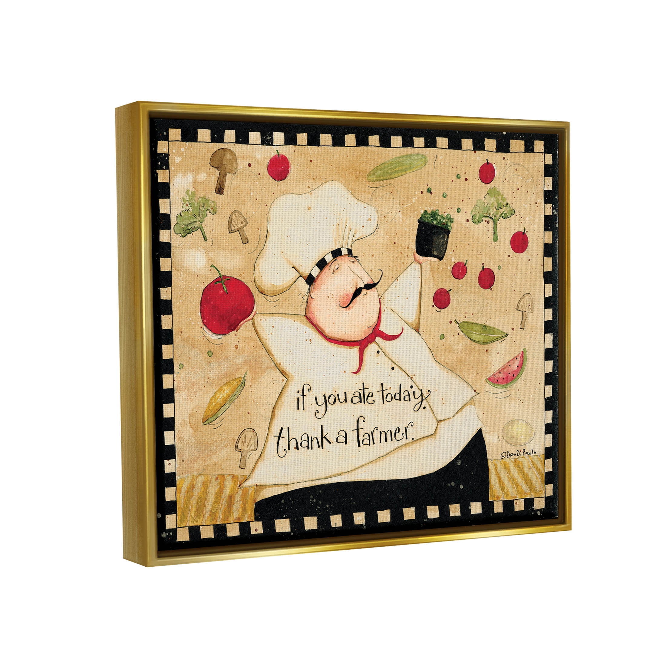 Thank A Farmer Vintage Produce Food & Beverage Graphic Art Metallic Gold Framed Art Print Wall Art