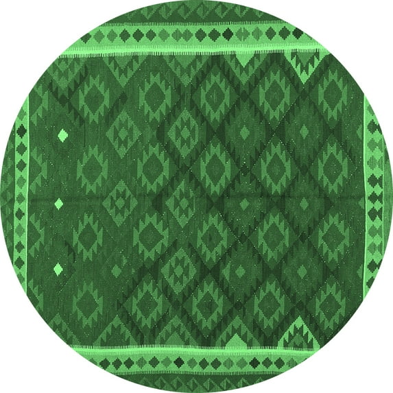 Ahgly Company Indoor Round Oriental Emerald Green Traditional Area Rugs, 8' Round