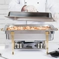 thumbnail image 5 of TrueCraftware- 8 Qt. Full Size Stainless Steel Continental Chafing Dish Brass Accent Complete Set- Food Warmer Chafers and Buffet Warmer Sets for Catering Event Party Holiday Buffet Weddings Catering, 5 of 7