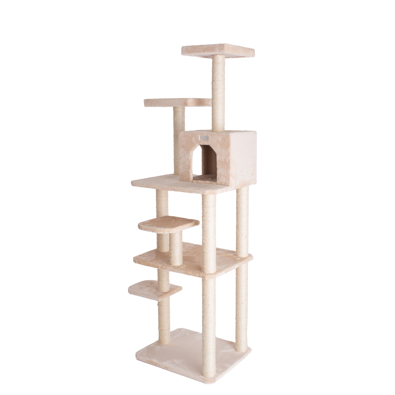 GleePet 74"real wood Cat Tree GP78740821 Beige 7 Levels
