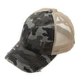 thumbnail image 3 of Funky Junque Ponytail Trucker Hat for Women – Criss Cross Adjustable Baseball Cap, Soft Cotton, Stylish & Comfortable - Black Camo (Beige Mesh), 3 of 5