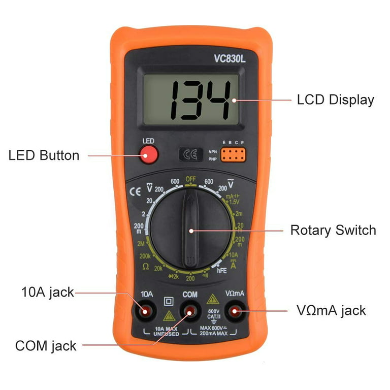 Digital Multimeter, Pocket Clamp Multimeters, Multi Tester Voltmeter  Ammeter Ohmmeter AC/DC Ohm Volt Amp and Diode Voltage Electrical Tester  Meter