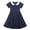 Navy, variant on TIREOW Girls Summer Preppy Dresses Short Sleeve Dresses Solid Color Peter Pan Collar A Line Casual Soft Knit Play Dress