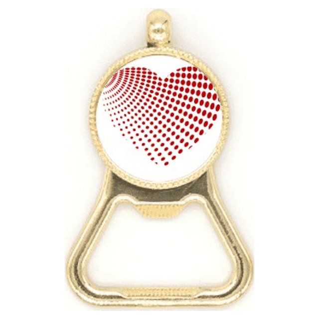 Red Radiate Dots Valentine's Day Beer Bottle Cap Opener Stainless Steel Key Chain