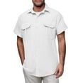 thumbnail image 4 of Xyxonk Mens Casual Shirts Button Down Solid Color Shirts Fashion Comfortable Short Sleeve Collared Vacation Shirts with Pocket White M, 4 of 4