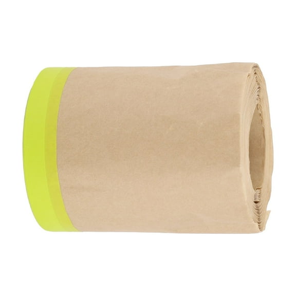 Unique Bargains Pre-Taped Masking Paper Automotive Paint Masking Paper 1 Pcs Kraft Paper Brown Green,49.21 Ft x 3.94"