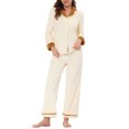 thumbnail image 2 of INSPIRE CHIC Women's Sleepwear Lounge Long Sleeve Button Down Warm Flannel Pajamas Set XS White, 2 of 5