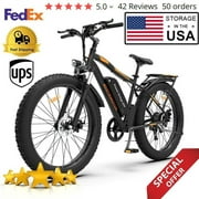 AOSTIRMOTOR S07-B 26" 750W Electric Bike Fat Tire P7 48V 13AH Removable Lithium Battery for Adults with Detachable Rear Rack Fender(Black)