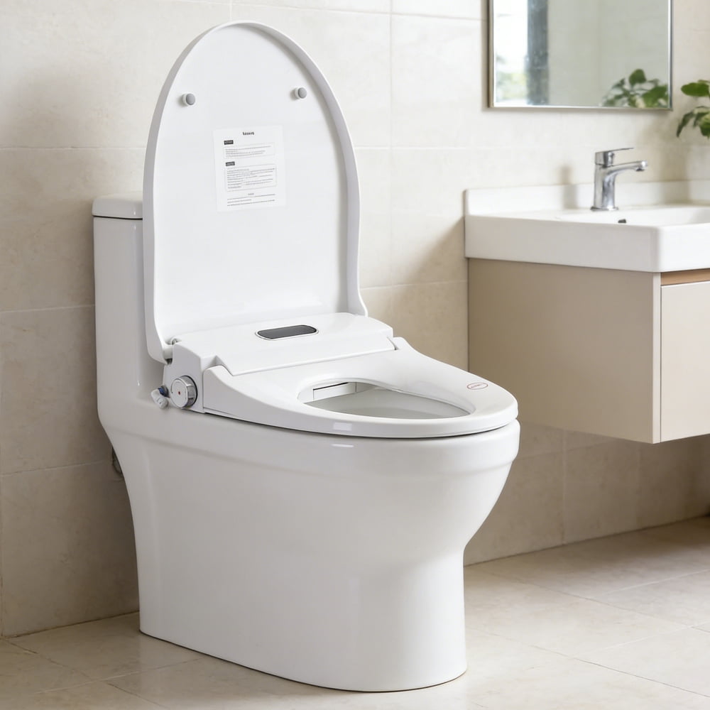 Elongated Smart Bidet Seat with Radar Open/Close, Heated Seat & Water, Night Light, Remote