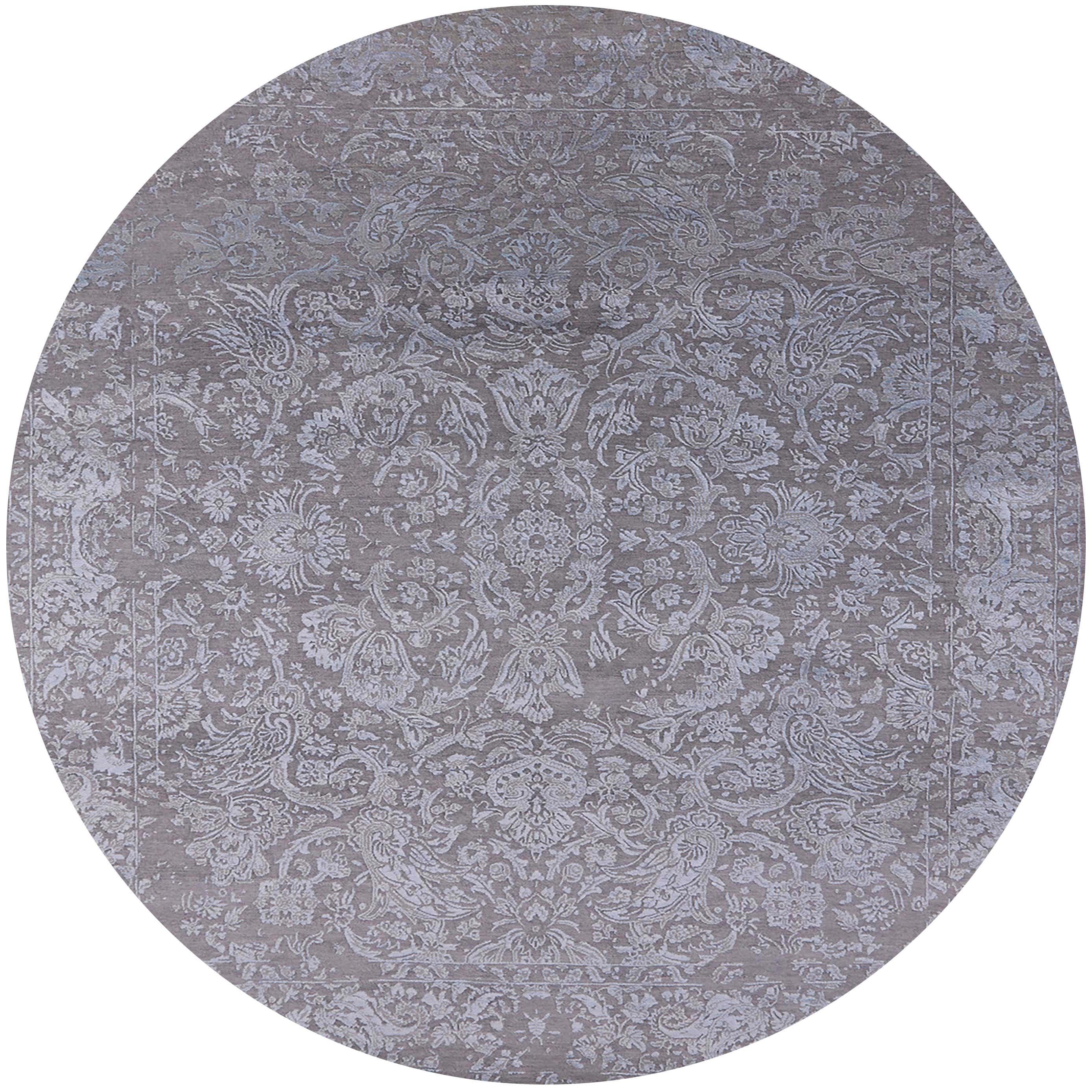 Ahgly Company Indoor Round Mid-Century Modern Blue Gray Oriental Area ...