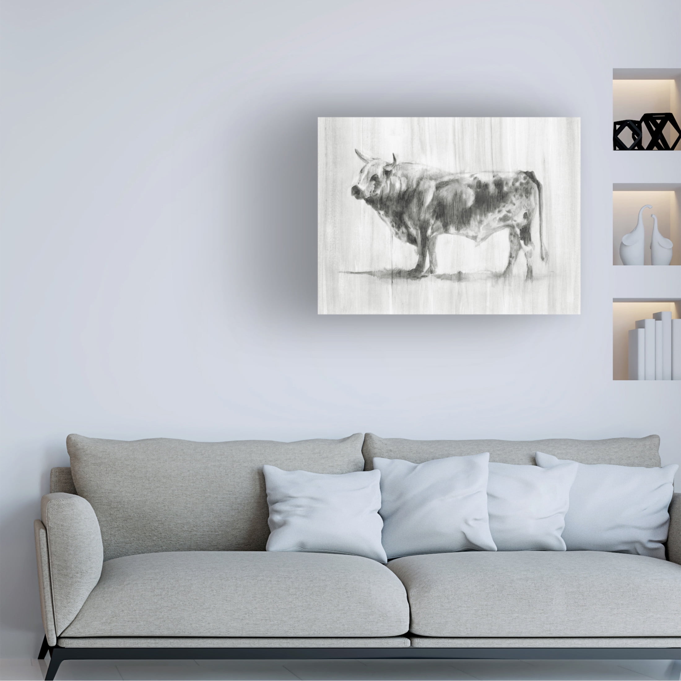Canvas Wall Art - Ethan Harper 'Rustic Bovine II' Wall Art for Living Room, Bedroom, or Office Décor by Trademark Fine Art - 19 x 14 Inches