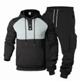 UVEASISHA Men Sweat Suit Sets Color Block Quarter Button Hoodie Cargo ...