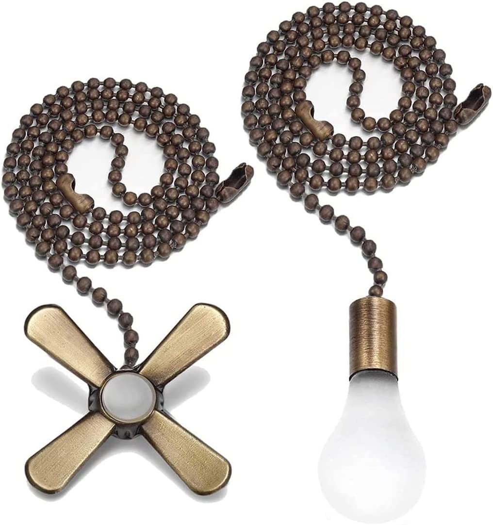 Ceiling Fan Pull Chain Extender, with Decorative Frosted Glass Bulb and