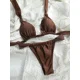 thumbnail image 3 of Bikini blanco liso con tirantes para mujer, traje de baño con cuello Halter, Push Up, cintura baja, 2024, 3 of 5