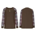 thumbnail image 5 of Lenpel Women's Crewneck Sweatshirts Plaid Long Sleeve Color Block Tunic Tops Casual Pullover Sweatshirts Fall Winter Fashion Outfits(Brown,XX-Large), 5 of 7