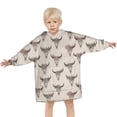 thumbnail image 3 of Beige Buffalo Skull Flower Pattern Blanket Hoodies for Kids 6-13YR Oversize Wearable Blanket Hoodies for Boys Girls Teens, 3 of 7