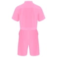 thumbnail image 4 of YONGHS Men's Summer Romper One Piece Overall Coverall Zipper Loose Fit Tracksuits with Pockets Pink XXL, 4 of 7