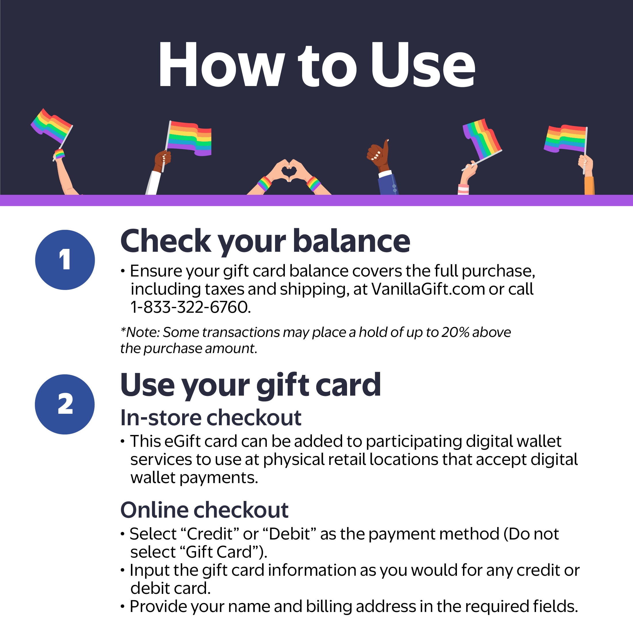 Vanilla® Visa® $20-$500 Pride eGift Card (Plus $6.84 Purchase Fee) [Email Delivery]