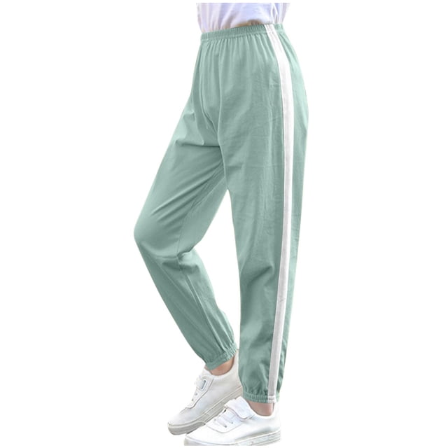 Odeerbi 3-12 Años Niños Niñas Algodón Pantalones Workout Athletic Sports Jogger Pantalones Verano Transpirable Loose Casual Joggers