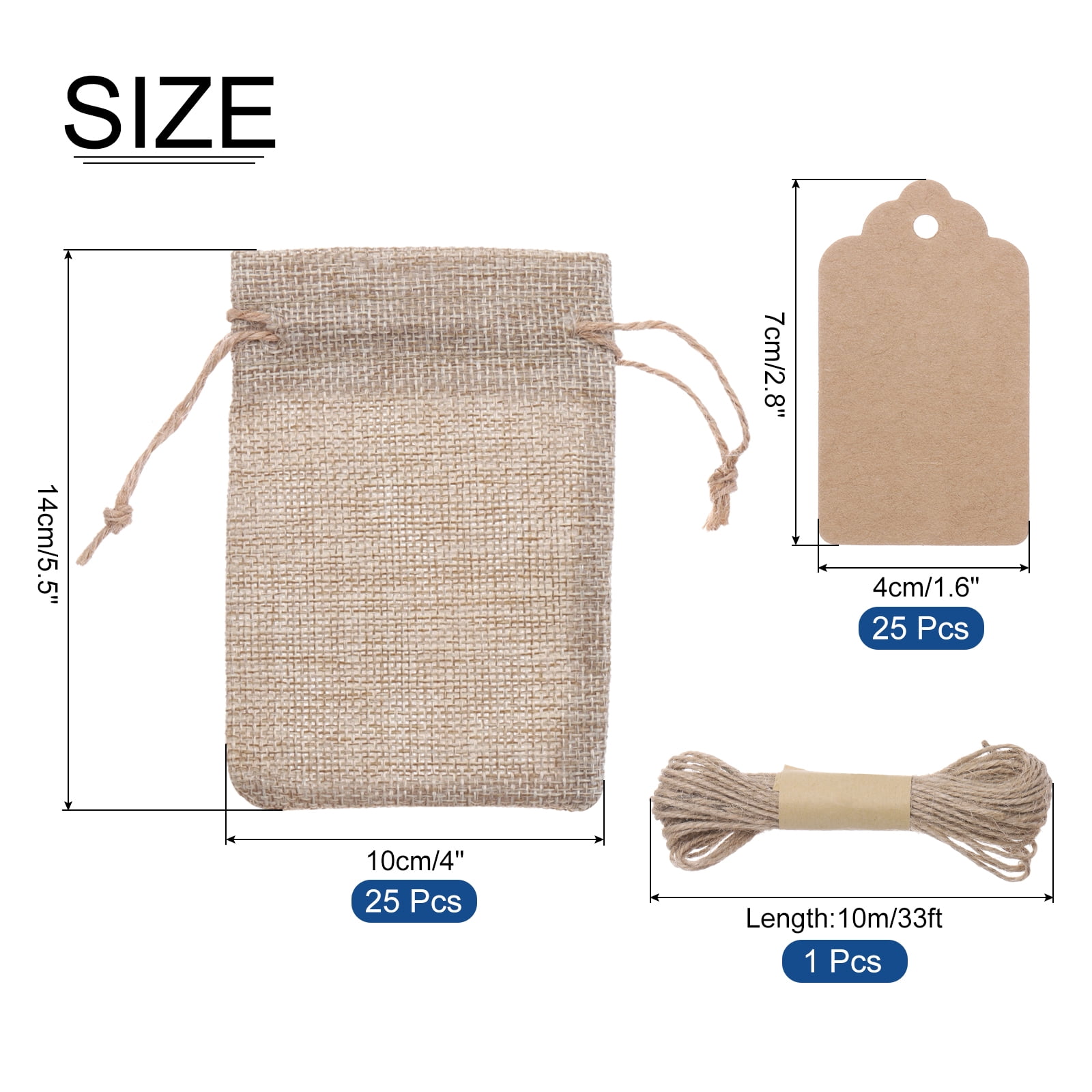 20 Pcs Burlap Drawstring Bags 3.5x4.7 Inches - Natural Jute Gift Bags For Wedding Favors & Crafts