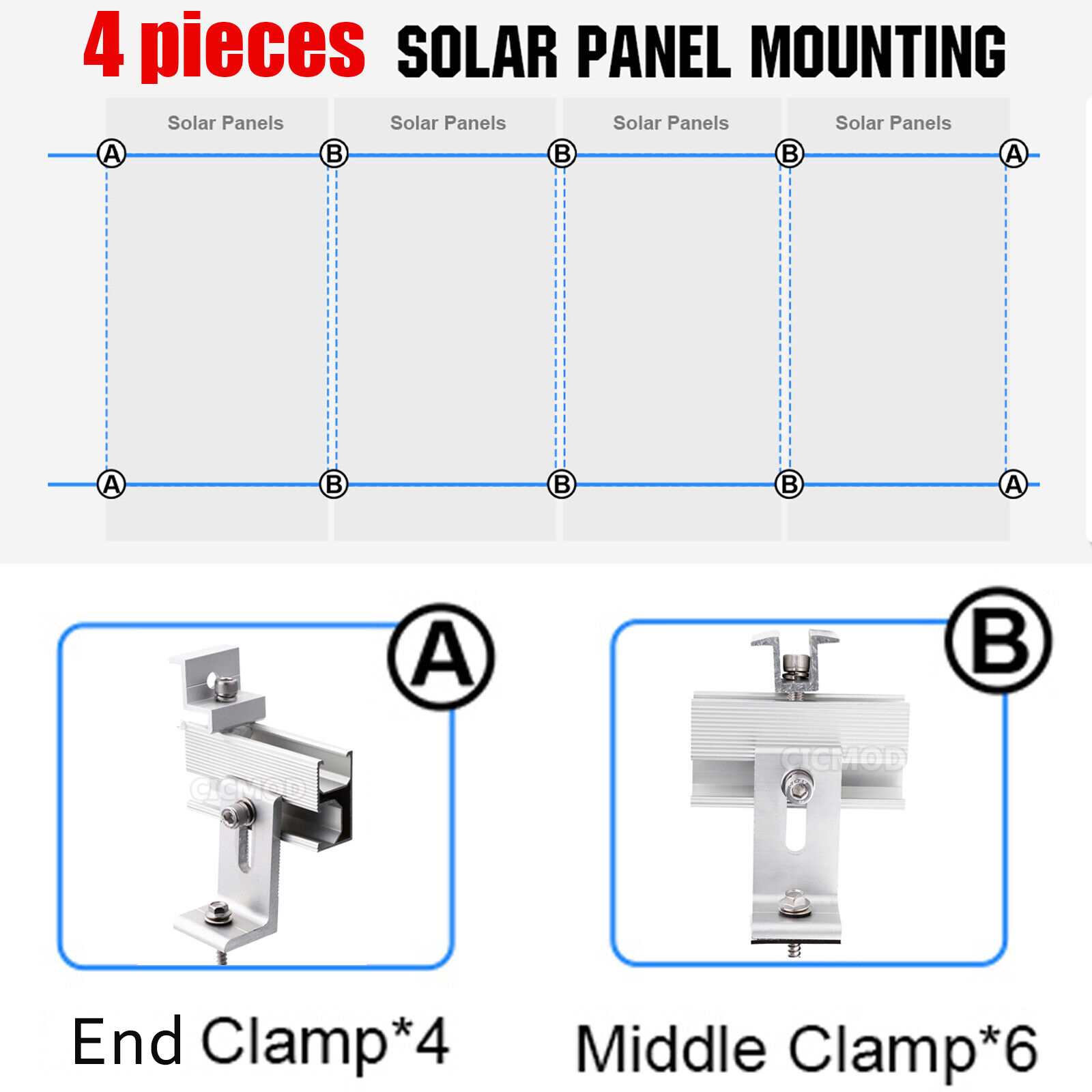 Solar Panel Mounting Bracket Kit, Solar Roof Mount Kit for 1-4 Pieces Thickness 1.18”/1.37” Solar Panels