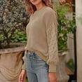 thumbnail image 7 of Itsame Women Knitted Sweater Crew Neck Pullover Sweatershirt Long Sleeves Solid Color Relaxed Sweatshirts Beige Size M, 7 of 7