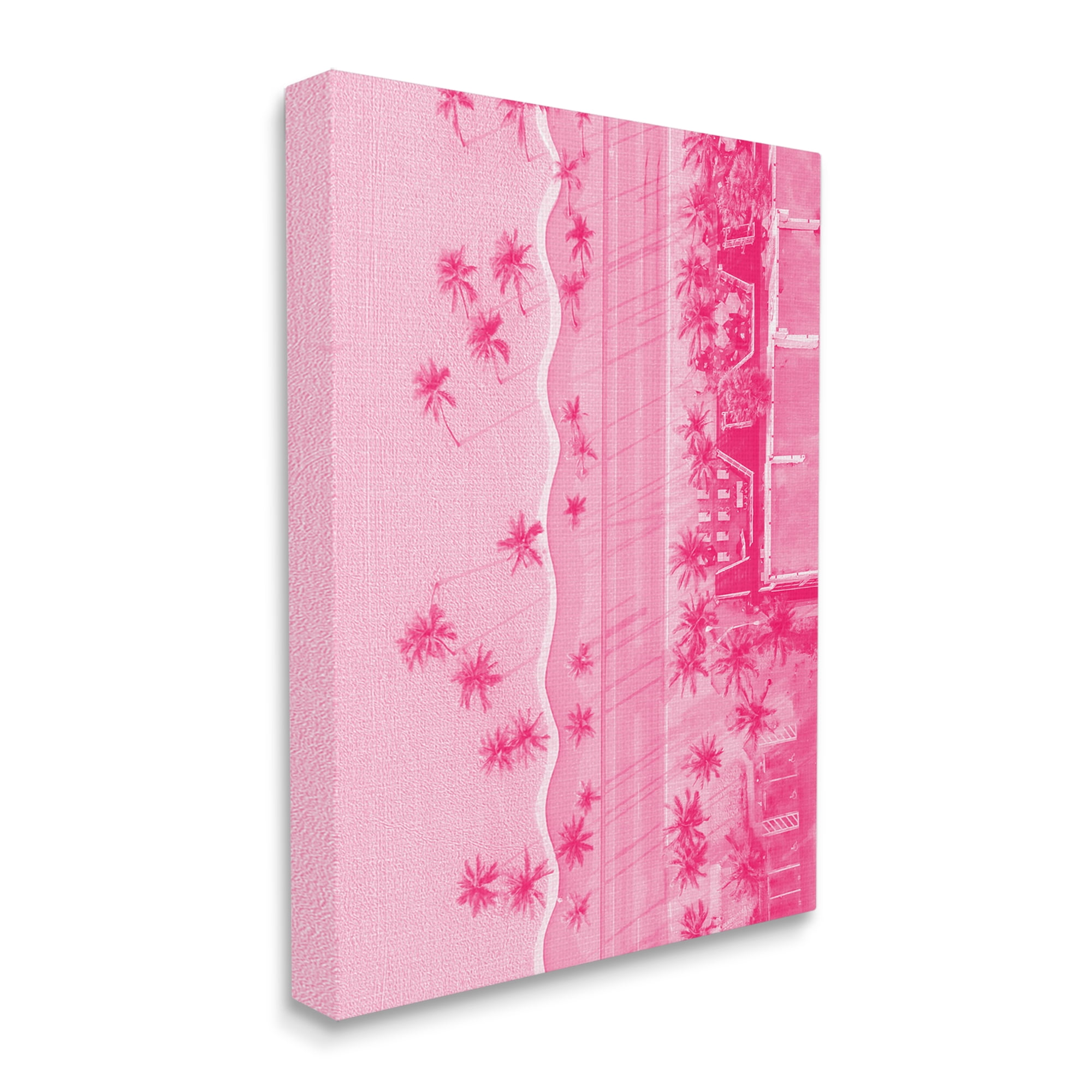 Stupell Industries Pink Aerial Tropical Landscape Landscape Painting Gallery Wrapped Canvas Art Print Wall Art, 30 x 40
