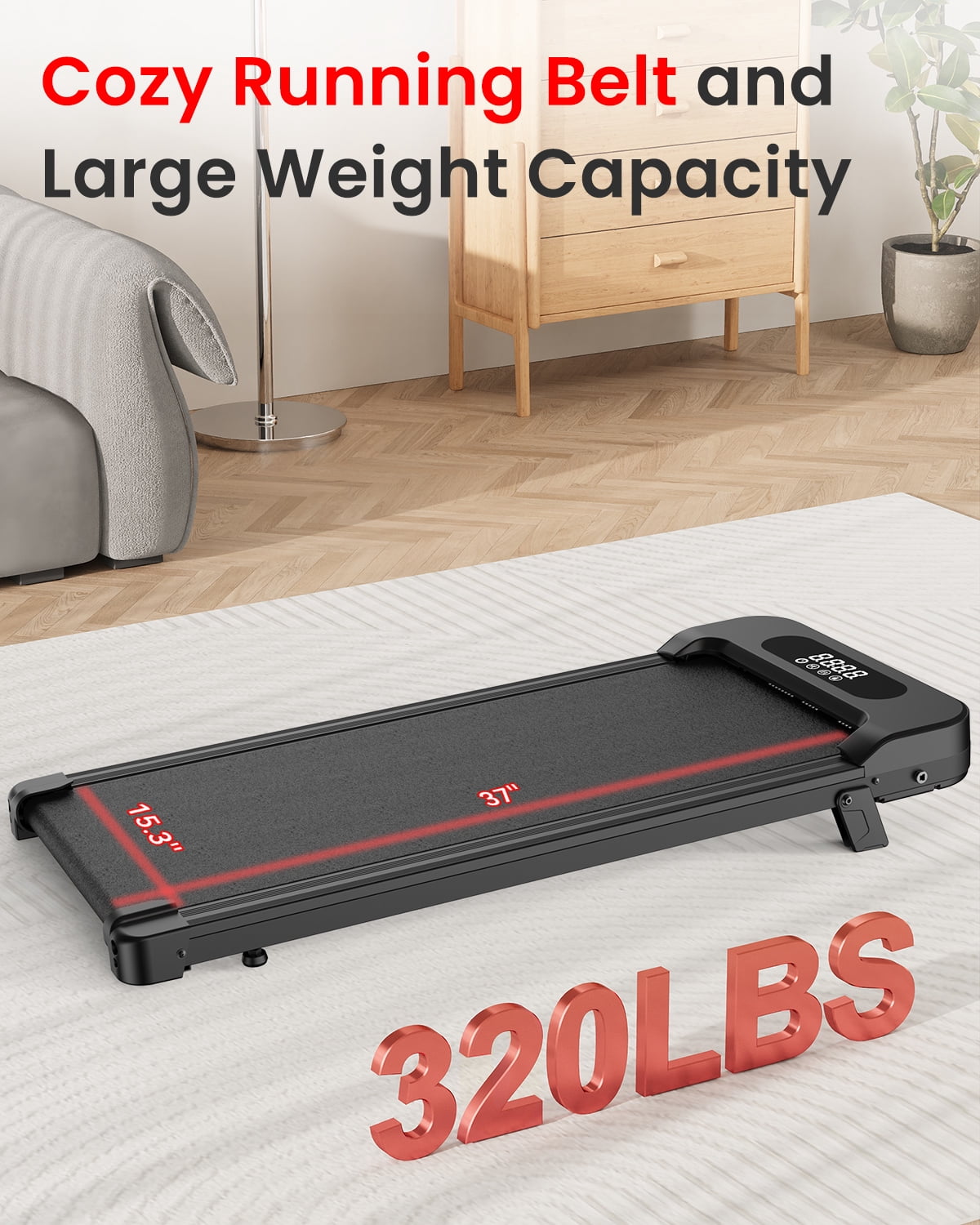 AQUVII Incline Walking Pad, 4 in 1 Under Desk Treadmill with Remote Control and LED Display, Compact Treadmill for Home & Office, Black