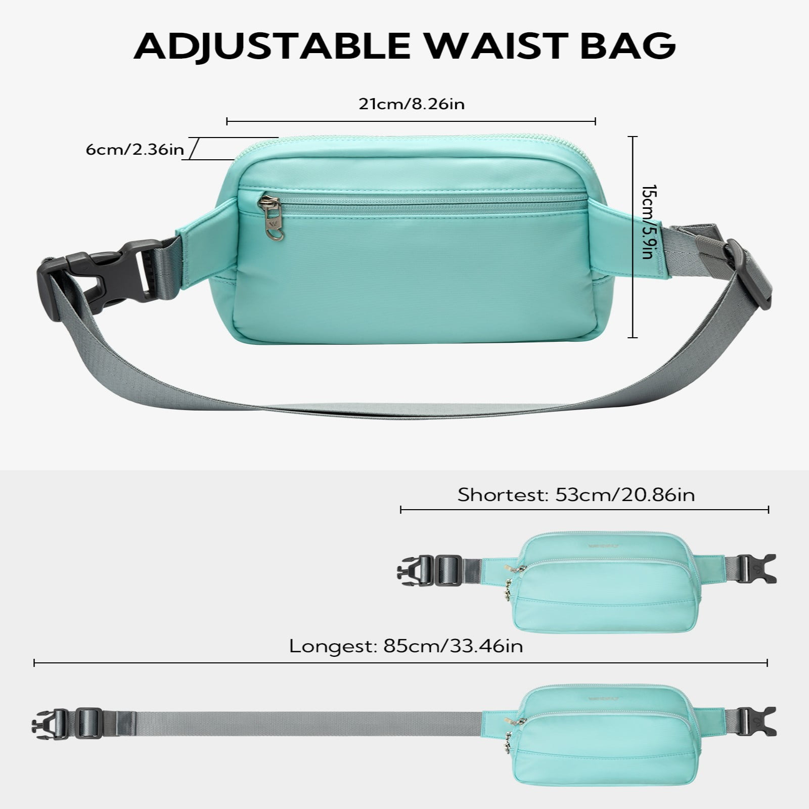 WATERFLY Unisex 2L Walking Hiking Travel Running Nylon Fanny Pack Waist Bag,Blue