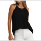 thumbnail image 1 of Camisola Plisada para Mujer, Tirantes Finos, Cuello Halter, Dobladillo Curvo, Moda 2025, Negro, XL, 1 of 9
